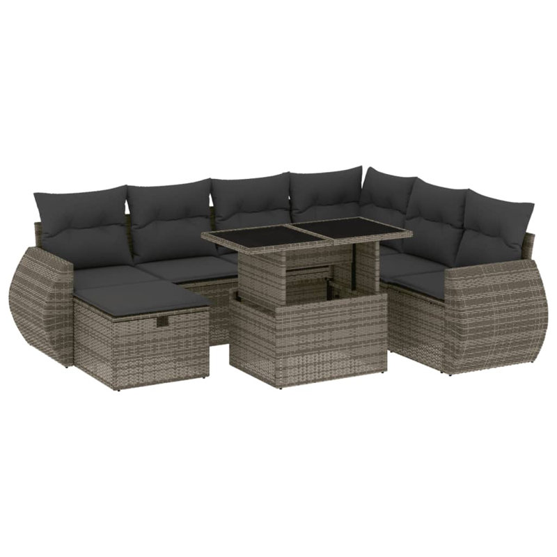 Vidaxl Garden Sofa Set Poly Rattan Large Adjustable Armrests