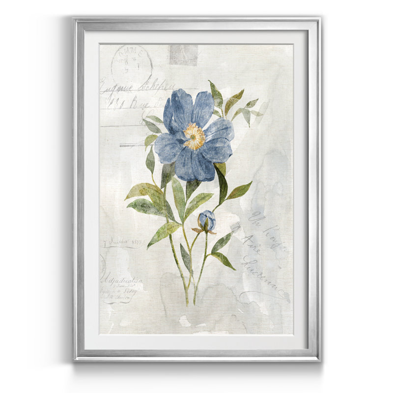 Lin pivoine - Reproduction d'art sur papier encadrée, Argent, H 26,5 po x l 36,5 po x P 1,5 po