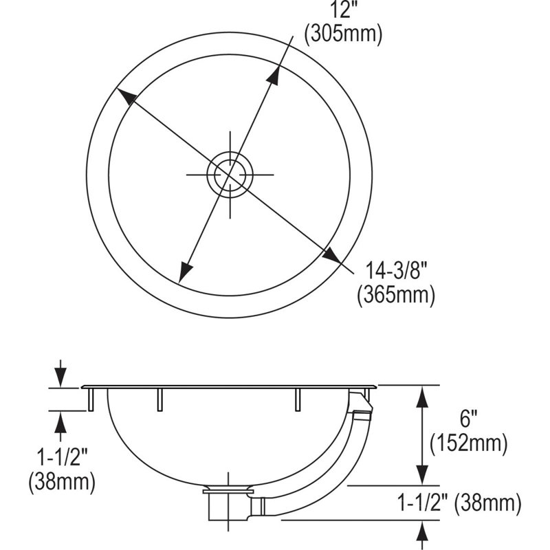 Asana Stainless Steel Circular Drop-in Bathroom Sink with Overflow