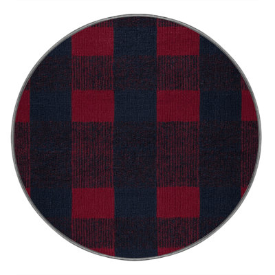 Machine Washable Checkered Purple Area Rug