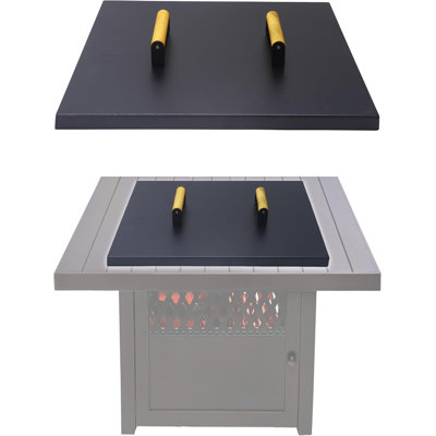 Hokku Designs - Couvercle de foyer d'extérieur - Couvercle de tabatière de 21 po, carré de foyer en acier résistant à la rouille, couvercle de foyer, couvercle thermolaqué compatible avec un anneau de foyer intérieur jusqu'à 19 po de diamètre.