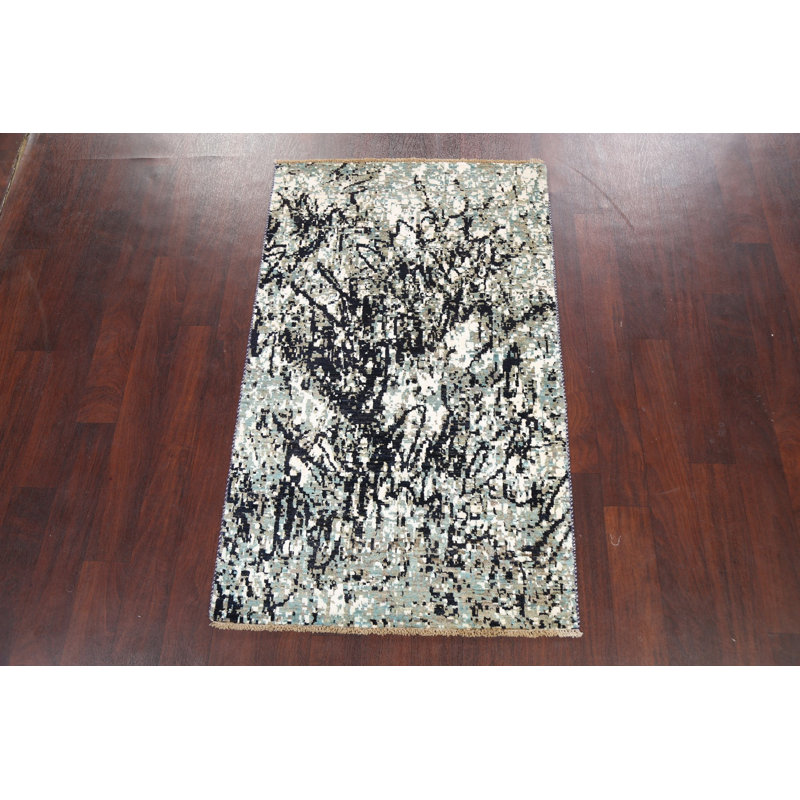 Tapis 100% oriental à teinture végétale abstraite noué à la main 3 x 5