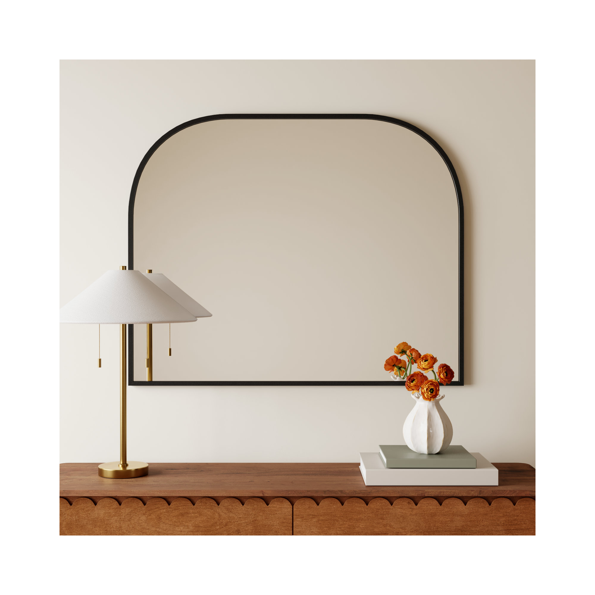 Sabine Metal Wide Arch Wall Mirror, Black, 34" x 42"