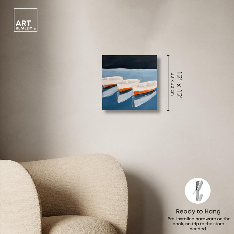 "Paused Calm Square", art mural paysage côtier par Dakota Fields, H 12 po x l 12 po, Toile tendue