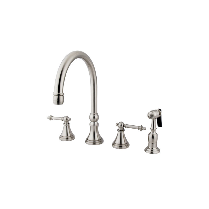 Templeton Deck Mount Widespread Double Handle Kitchen Faucet, Brushed Nickel