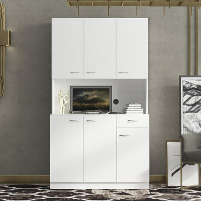 70.87" Tall Wardrobe& Kitchen Cabinet, With 6-Doors, 1-Open Shelves And 1-Drawer For Bedroom,White
