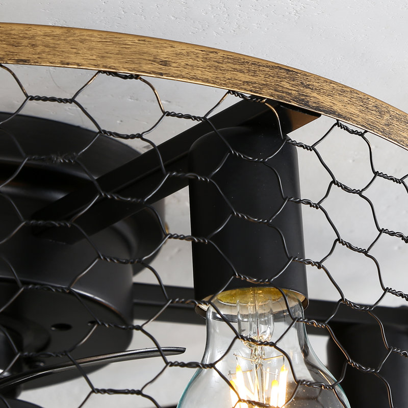 Ventilateur de plafond à cage noire de 20 po à 7 pales avec télécommande et ensemble d'éclairage inclus