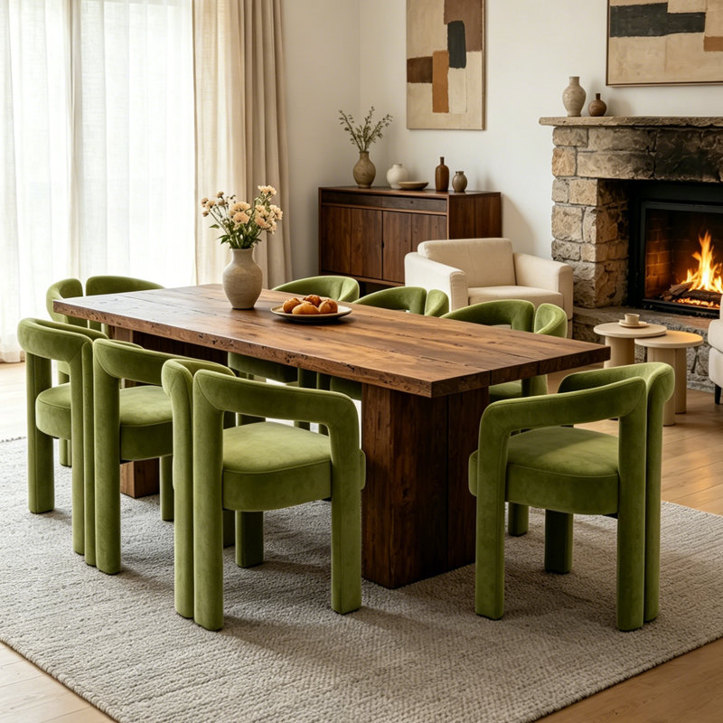 Accent Barrel Chair Set Of 2, Green