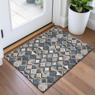 Premium Machine Washable Kumbhar AMF1308 Geometric Rug