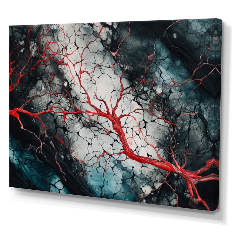 Encre liquide Chaz Blue Red Captivating II, H 12 po x l 20 po x P 1 po, Toile tendue