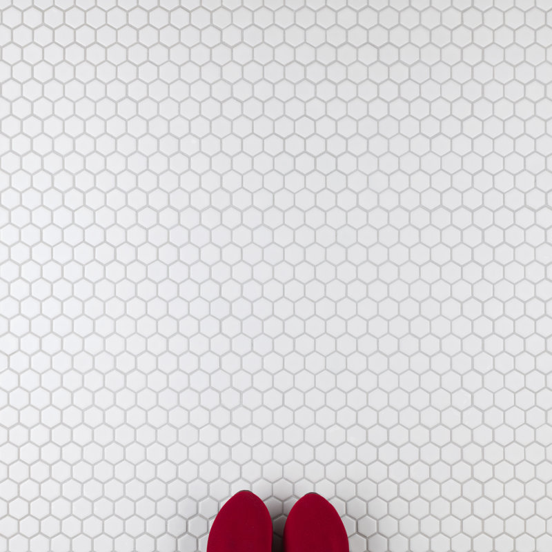 Hudson 1" x 1" Porcelain Honeycomb Mosaic Wall & Floor Tile, Matte White