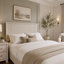 Ensemble de chambre à coucher grand lit, blanc, bois argenté, ensemble 2 pièces avec table de chevet-130623079