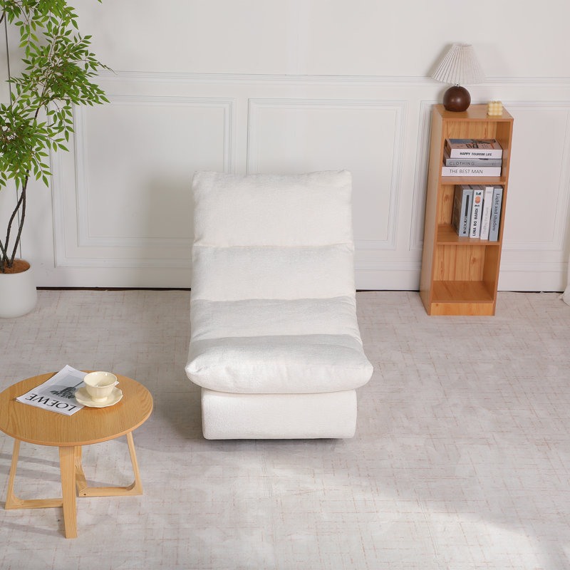 Chaise longue à bascule moderne, fauteuil inclinable rembourré avec dossier incurvé pour un confort ultime, Blanc