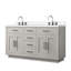 Meuble-lavabo double 60 po en chêne blanc avec robinets à fermeture en douceur et comptoir en quartz 60 po - option fonctionnelle