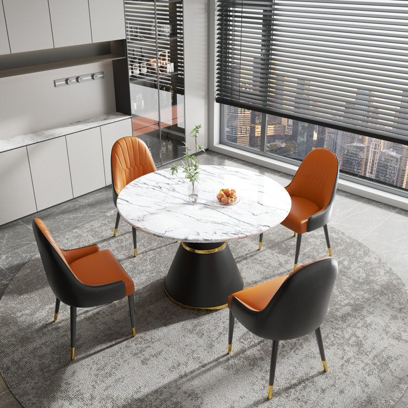 Table de salle à manger 46,85 po, Marbre blanc