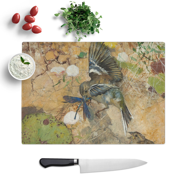 Birds and Dragonflies by Bruno Liljefors Chopping Board