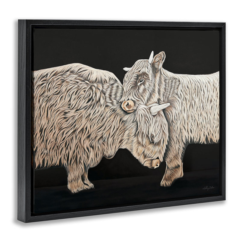 Art mural sur toile flottant, "Huggers" par Ashley Justice, Cadre flottant noir de jais, H 17 po x l 21 po