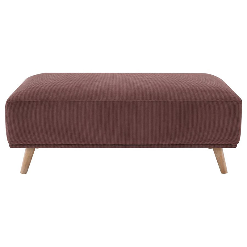 Lowrey Red Wine Upholstered Rectangular Ottoman with Wooden Legs