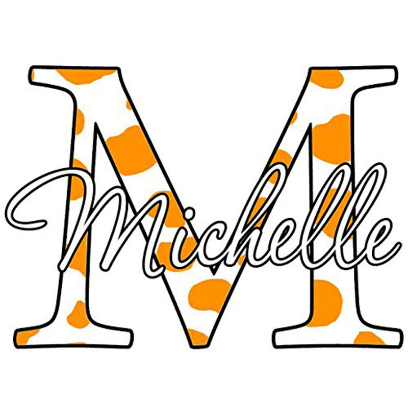 Décalcomanie murale nom imprimé monogramme, H 18 po x l 18 po x P 0,01 po, Orange, Oui