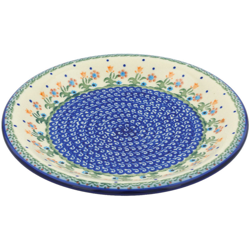 Assiette décorative en céramique Druann en bleu / vert, H 1,06 po x l 10,24 po x P 10,24 po