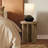 Oak Finish Manufactured Wood Round Side Table with 3 Pillar Legs