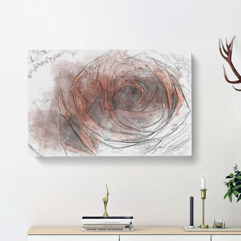 Orange Rose In Abstract - Wrapped Canvas Print, 40cm H x 60cm W x 3cm D