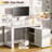 Djerf 55" L-Shaped Wood Computer Desk Multi-Functional Desk with Storage Drawers and Bottom Pulleys