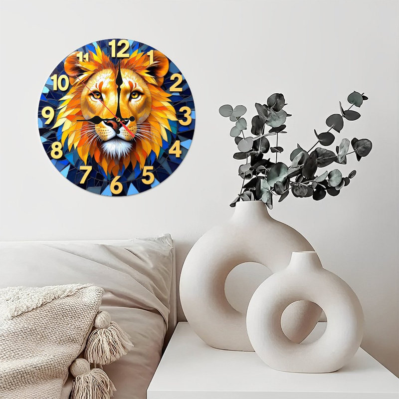 Lion Mosaic Wall Clock