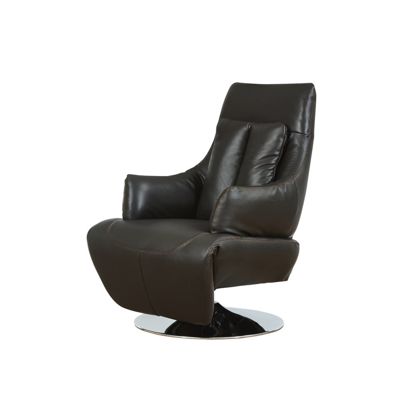Bernardo Leather Swivel Power Recliner, Brown Genuine Leather