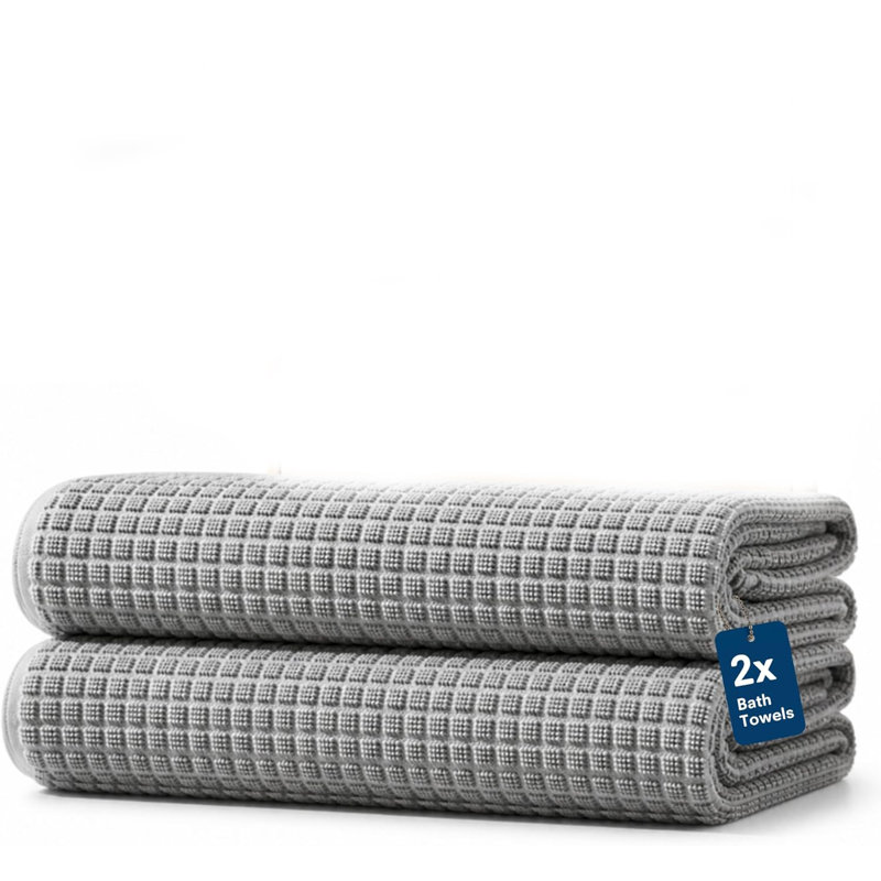 Paquet de 2 serviettes de bain en coton gaufré américain 28 x 55 pouces