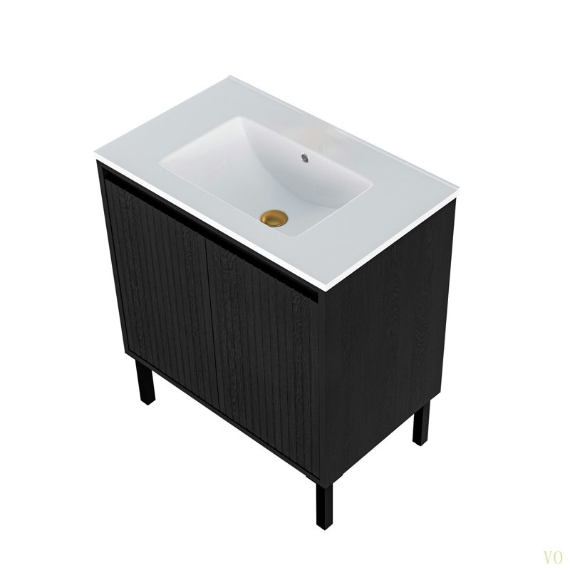 Meuble-lavabo de 30 po sans lavabo, Noir mat
