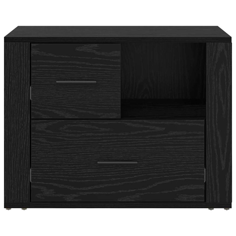 35cm W Manufactured Wood Bedside Table, Black Oak