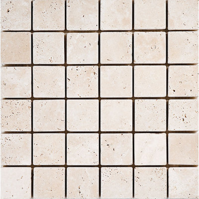 Ivory 2" x 2" Travertine Grid Mosaic Wall & Floor Tile