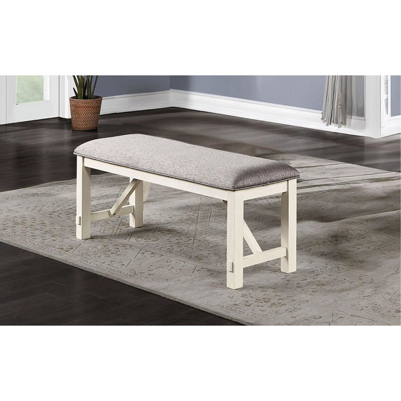 Banc de salle à manger blanc et gris, design moderne, banc fini avec coussin de siège,