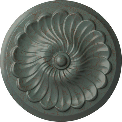 Endurathane Flower Spiral Ceiling Medallion, 12 1/4"OD x 2 1/4"P (Fits Canopies up to 2"), Hand-Painted Cloud Burst Crackle Finish