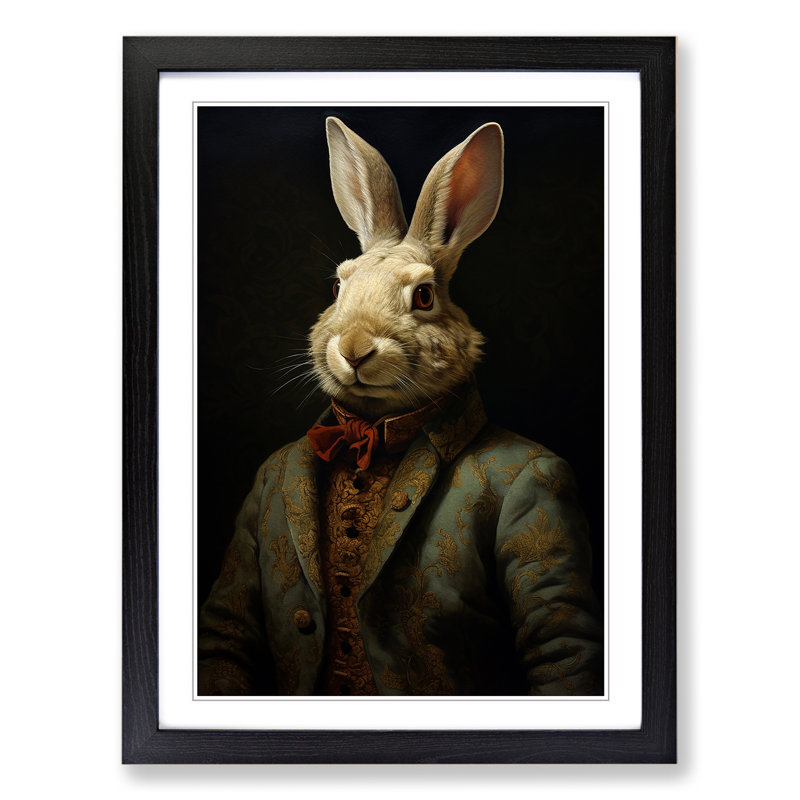 Rabbit Renaissance Art - Framed Print, Black Framed, 34cm H x 25cm W x 2cm D