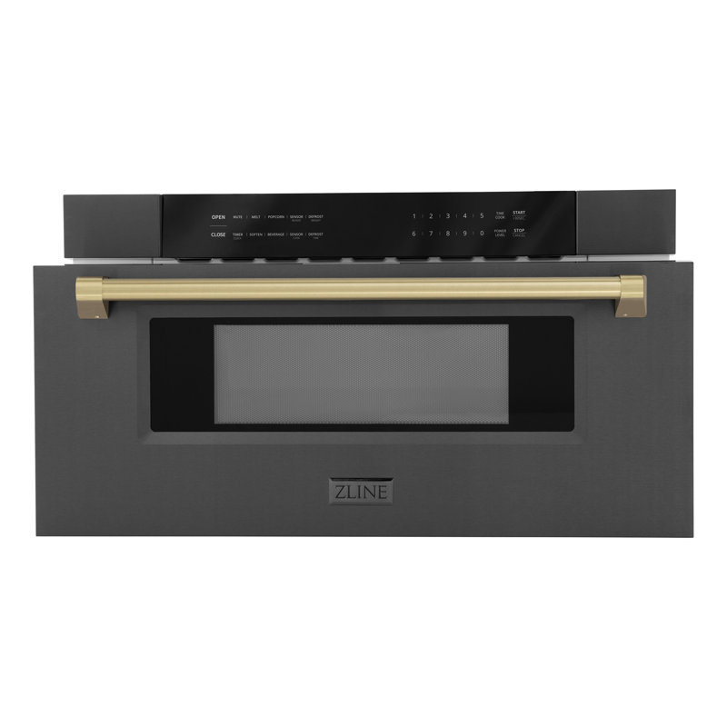 ZLINE 30 in 1.2 cu. ft. Built-in Microwave Drawer, Black Stainless Steel, Champagne Bronze