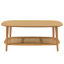 Table basse élégante en grain de bois avec tablette inférieure en rotin - Design moderne