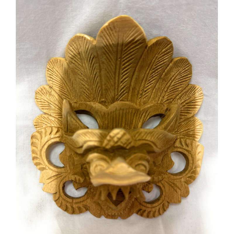 Masque Barong en bois massif sculpté à la main 14 cm