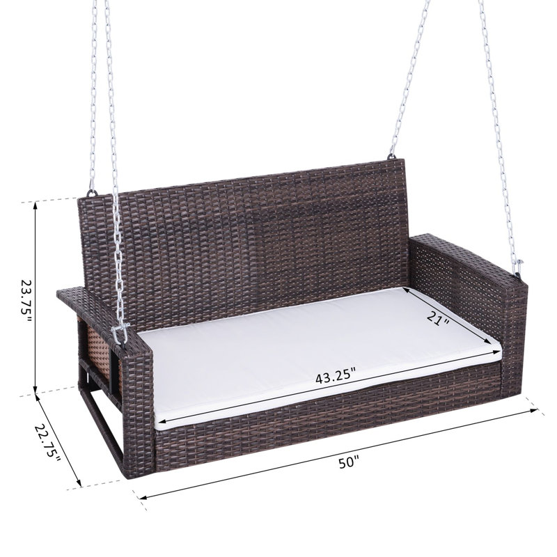 Deux bancs de balançoire suspendus, d'une capacité de 550 lb, blanc crème avec coussins de chaise d'extérieur, tissés à la main, blanc