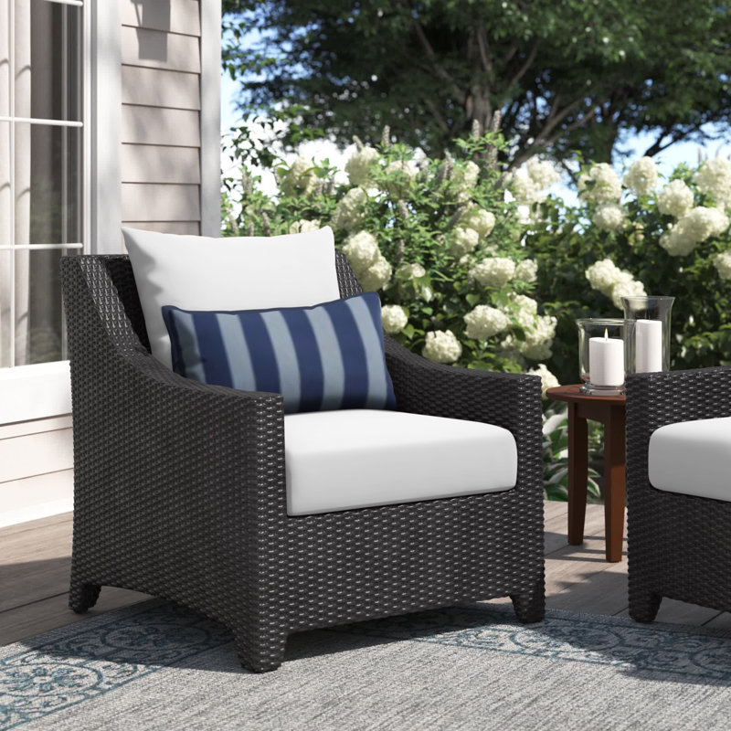 Fionnula Aluminum Outdoor Lounge Chair, Centered Ink Stripe Sunbrella®