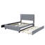 Grand lit plateforme tapissier en velours avec 2 tiroirs et 1 lit gigogne simple TG - gris