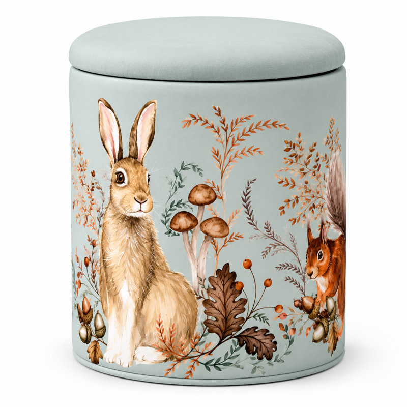 Claunch 40cm Wide Round Block Print Footstool Ottoman