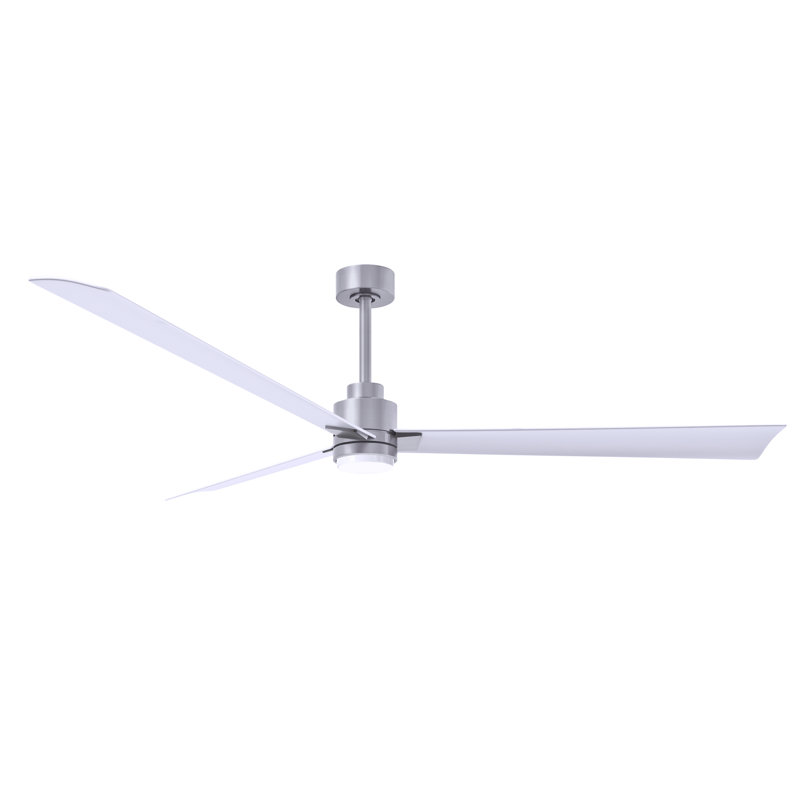 Ventilateur de plafond Alessandra, Blanc mat, Nickel brossé, 72"
