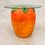 Carrot with Glass Top Resin Accent Side Table, 14.17 x 16.73 Inches, Orange Red
