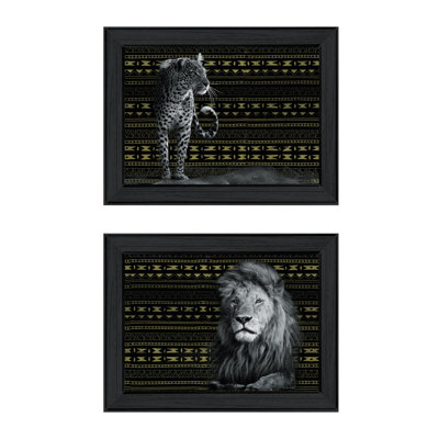 Élégante faune murale encadrée 2 pièces pour décor de salon, maison par Dee Dee