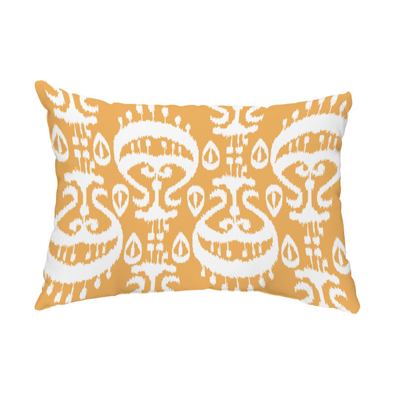 Ikat Outdoor Reversible Throw Pillow, Gold