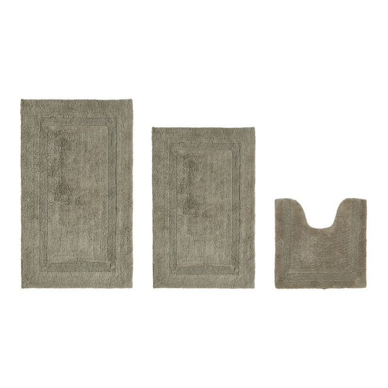 Annerose Premium 100% Cotton 3 Piece Bath Rug Sets, Machine Washable, Super Absorbent & Tufted Weave Reversible Bath Mat for Bathroom, Shower, and Tub, Oeko-Tex Certified Bathroom Rugs