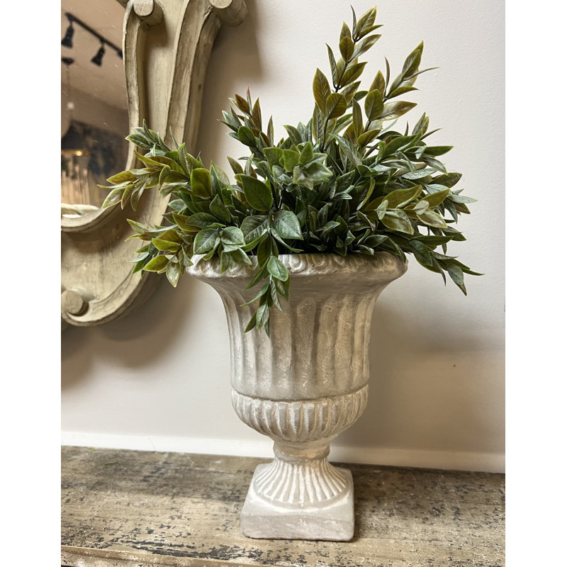 Urne de jardin piédestal rétro, H 9,5 po x l 7,5 po x P 7,5 po, Blanc