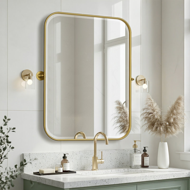 Orth Metal Rectangle Wall Mirror, Gold, 32" x 23"